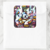 Farbige Graffiti-Wörter Quadratischer Aufkleber (Tasche)