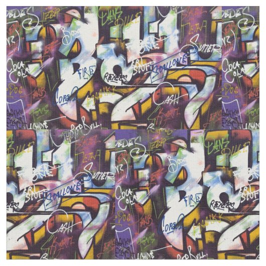 Farbige Graffiti-Wörter Stoff (Nahaufnahme)