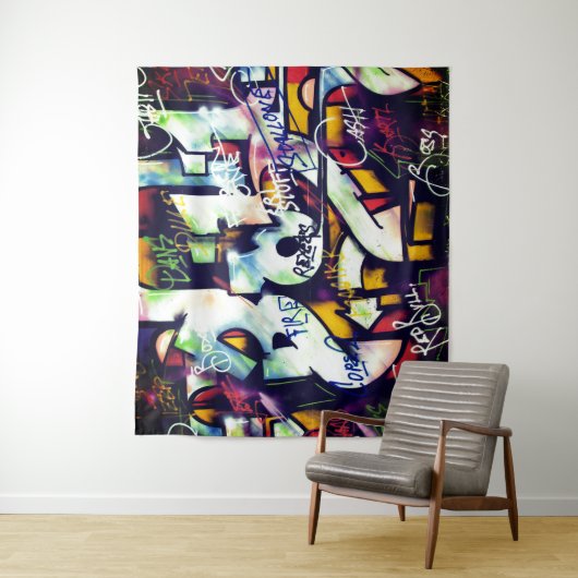 Farbige Graffiti-Wörter Wandteppich (Beispiel)