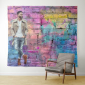 Farbige Graffiti-Ziegelwand-Party-Hintergrund Wandteppich (Beispiel (Horizontal))