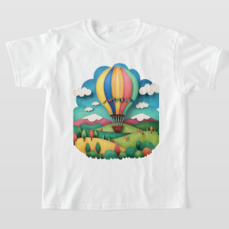 Farbige Grafik-T-Shirt mit Heißluftballon-Landscha T-Shirt