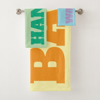 Farbige Grafik-Text-Wasch-Hand- und Badetuch-Set Badhandtuch Set