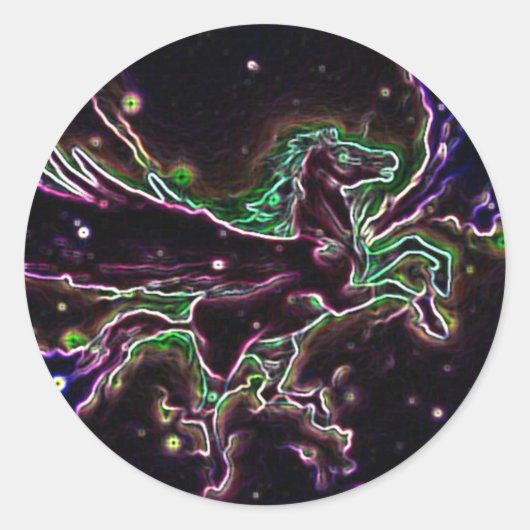 Farbige grafische Designpegusas Runder Aufkleber (Vorderseite)