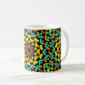 Farbige grafische Geometrie Blue Yellow Star Kaffe Kaffeetasse (VorderseiteRechts)