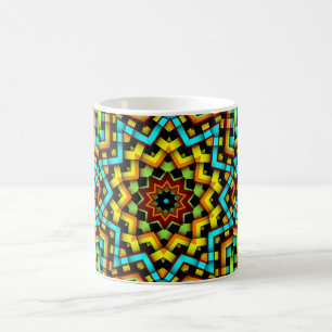 Farbige grafische Geometrie Blue Yellow Star Kaffe Kaffeetasse