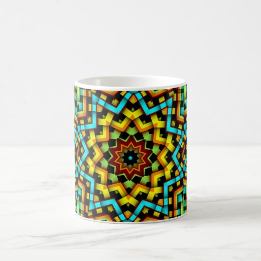 Farbige grafische Geometrie Blue Yellow Star Kaffe Kaffeetasse (Mittel)