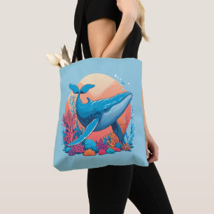 Farbige grafische Gestaltung eines Whales Tasche