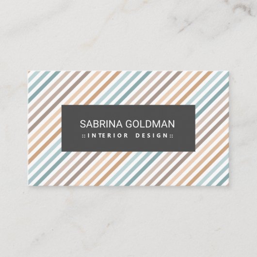 Farbige graue Streifen Pastellfarben QR CODE Visitenkarte (Vorderseite)