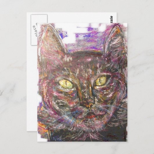 farbige Graukatze Postkarte (Vorne/Hinten)