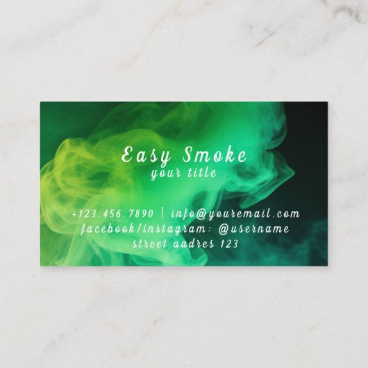 Farbige Green Smoke Vape Shop Visitenkarte (Rückseite)