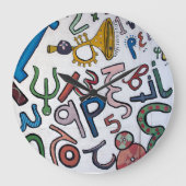 Farbige griechische Briefe Große Wanduhr (Vorderseite)