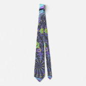Farbige Groovy Boho Hippie Funky Abstrakte Fraktal Krawatte (Vorderseite)