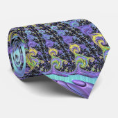 Farbige Groovy Boho Hippie Funky Abstrakte Fraktal Krawatte (Gerollt)