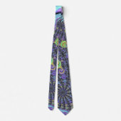 Farbige Groovy Boho Hippie Funky Abstrakte Fraktal Krawatte (Rückseite)