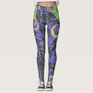 Farbige Groovy Boho Hippie Funky Abstrakte Fraktal Leggings