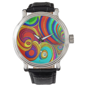 Farbige Groovy Rainbow-Wirbel Armbanduhr