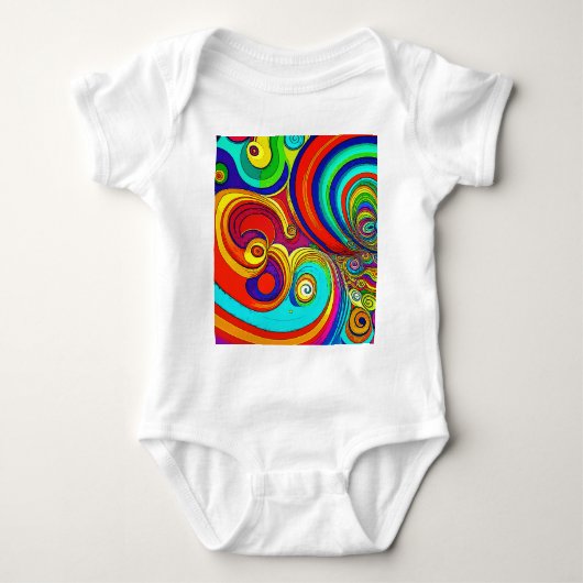 Farbige Groovy Rainbow-Wirbel Baby Strampler (Vorderseite)