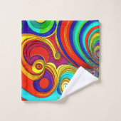 Farbige Groovy Rainbow-Wirbel Badhandtuch Set (Waschlappen)