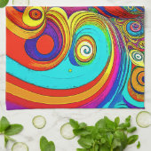 Farbige Groovy Rainbow-Wirbel Geschirrtuch (Gefaltet)