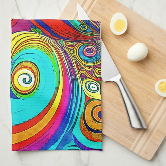 Farbige Groovy Rainbow-Wirbel Geschirrtuch (Viertel Falte)