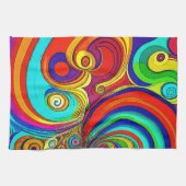 Farbige Groovy Rainbow-Wirbel Geschirrtuch (Horizontal)
