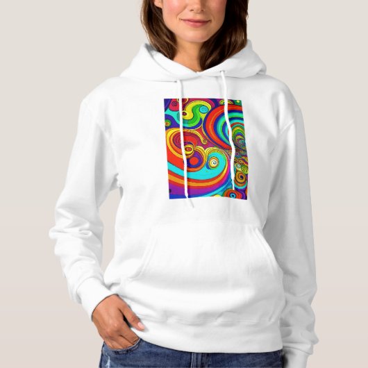 Farbige Groovy Rainbow-Wirbel Hoodie (Vorderseite)