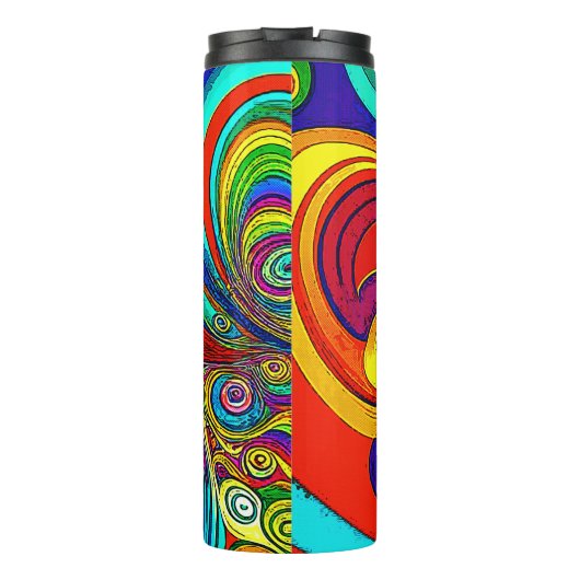 Farbige Groovy Rainbow-Wirbel Thermosbecher (Rückseite)