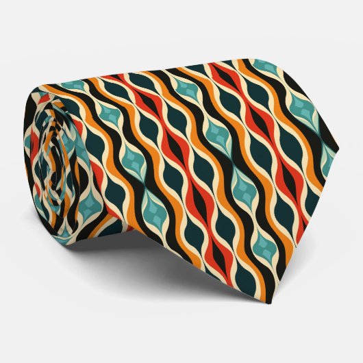 Farbige Groovy Retro-Schlips Krawatte (Gerollt)