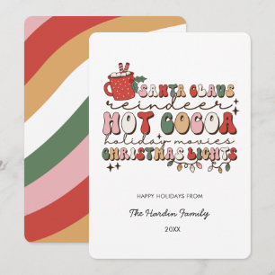 Farbige Groovy Retro-Weihnachtskarte Feiertagskarte