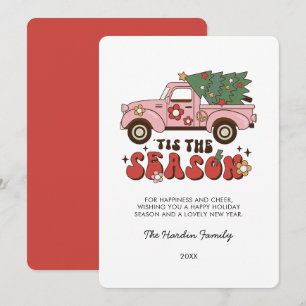 Farbige Groovy Retro-Weihnachtskarte Feiertagskarte