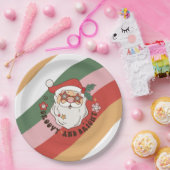 Farbige Groovy Retro Weihnachtszeitung Teller (Party)