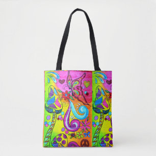 farbige groovy Zauberpilze Tasche