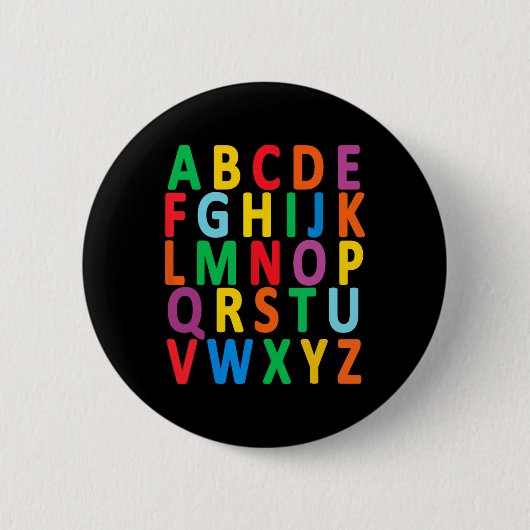 Farbige Großbuchstaben Alphabet lernen Abc Boy Button (Vorderseite)