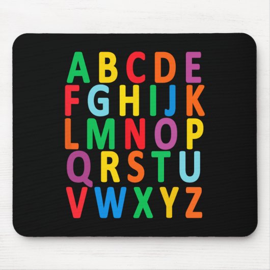 Farbige Großbuchstaben Alphabet lernen Abc Boy Mousepad (Vorne)