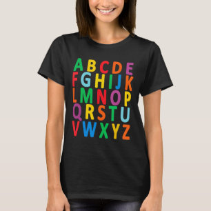Farbige Großbuchstaben Alphabet lernen Abc Boy T-Shirt