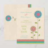 Farbige große Blume Save the Date Postkarte (Vorne/Hinten)