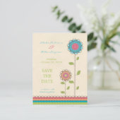 Farbige große Blume Save the Date Postkarte (Stehend Vorderseite)