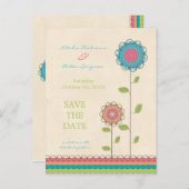 Farbige große Blume Save the Date Postkarte (Vorne/Hinten)