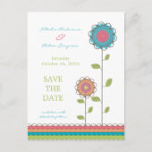 Farbige große Blume Save the Date Postkarte (Vorderseite)