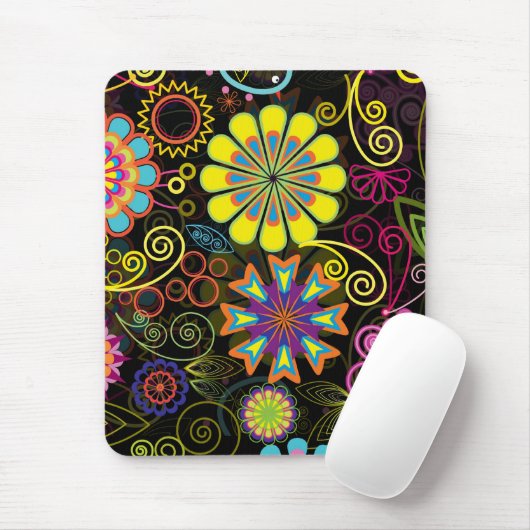 Farbige große Retro-Blume Mousepad (Mit Mouse)