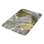 Farbige große tropische Blätter Aquarellmalerei Badematte (Schrägansicht)