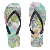 Farbige große tropische Blätter Aquarellmalerei Badesandalen (Fußbett)