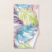 Farbige große tropische Blätter Aquarellmalerei Badhandtuch Set (Handtuch)