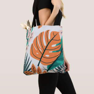 Farbige große tropische Blätter Botanische Kunst Tasche