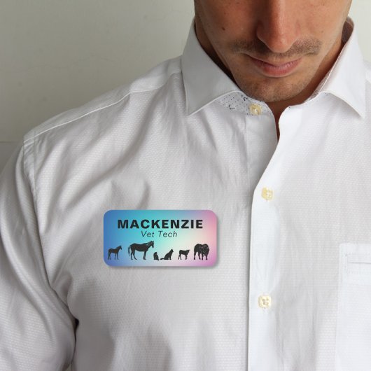 Farbige große und kleine Tiere Namensschild