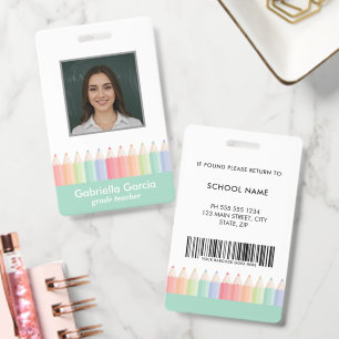 Farbige grüne Barcode-Lehrer-Foto-ID Ausweis