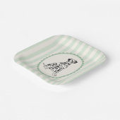 Farbige grüne Streifen und schwarzer Dalmatiner Pappteller (Gewinkelt)