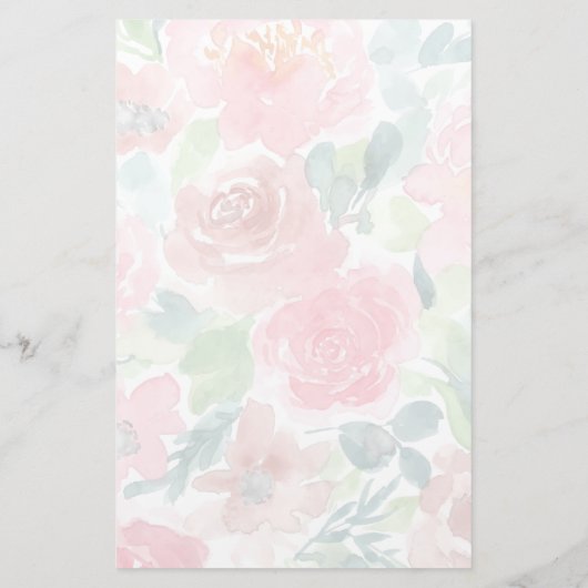 Farbige, grüne, transparente Aquarellfarben Rose C Briefpapier (Rückseite)