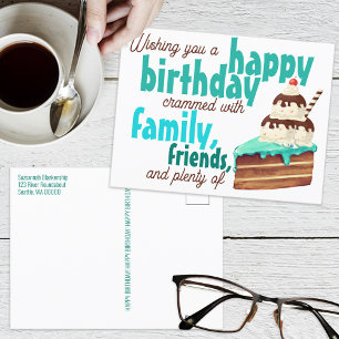 Farbige grüne Typografie Scheiben Torte und Eiscre Postkarte