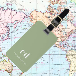 Farbige grüne, weiße Monogramm-Initialen Gepäckanhänger